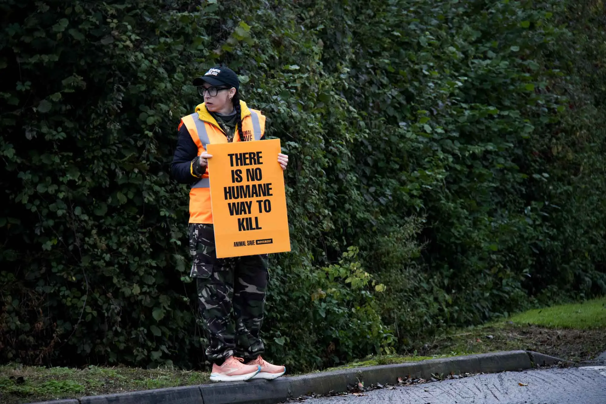 Dorset activist with sign